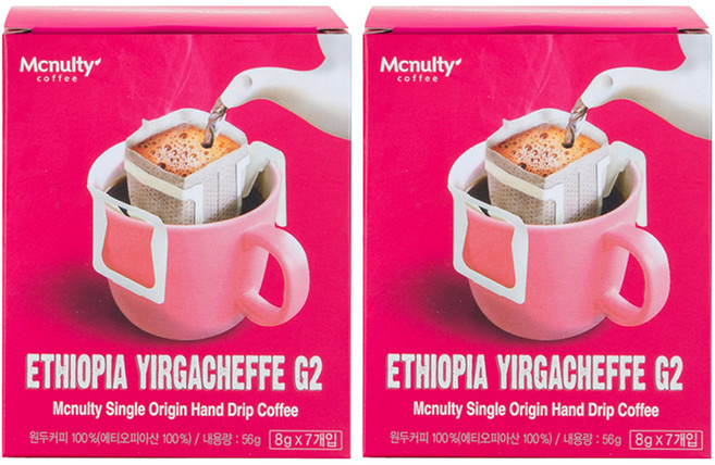 맥널티커피 에티오피아 예가체프 G2 핸드드립 원두, 8g, 7개입, 2개