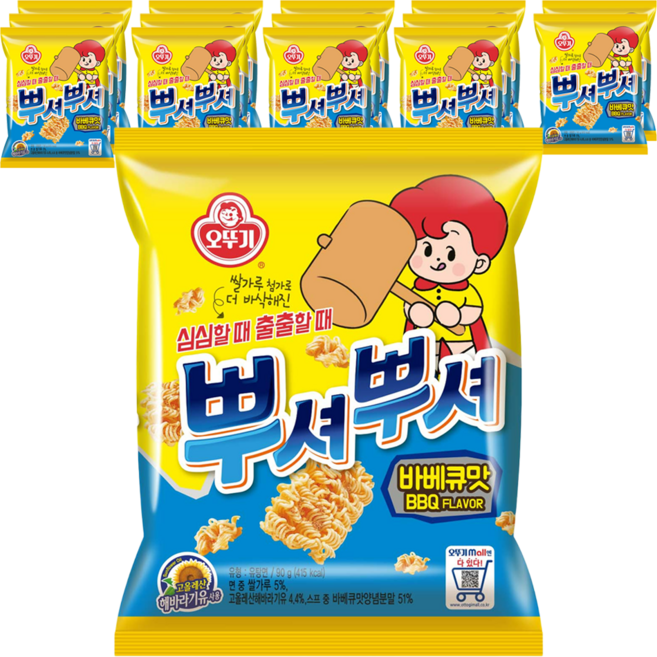 오뚜기 뿌셔뿌셔 바베큐맛, 90g, 15개