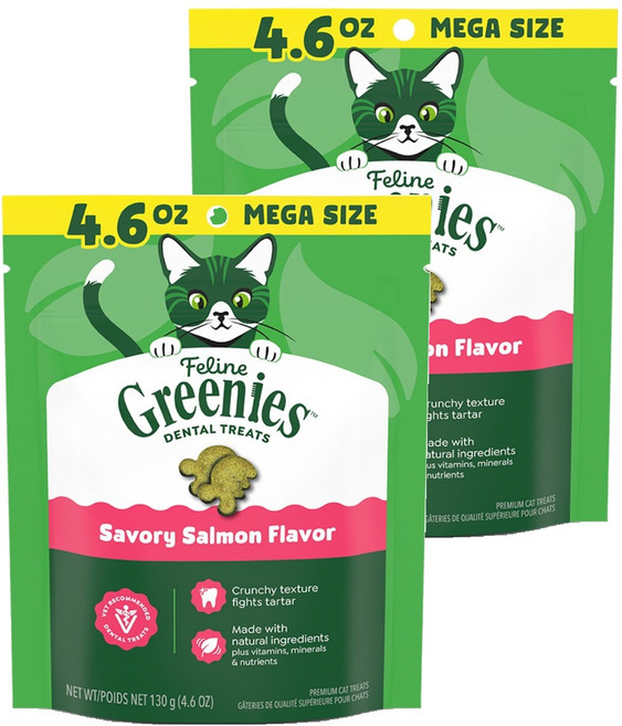 그리니즈 고양이 필라인 구강관리 스낵, 연어, 130g, 2개