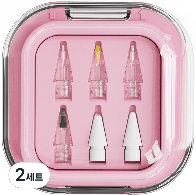 NUART Apple Pencil 相容替換用日常包筆尖6件組, 粉紅色, 2套