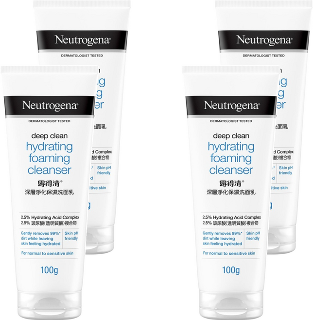 Neutrogena 深層淨化保濕洗面乳, 100g, 4條
