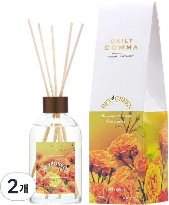 데일리콤마 헤이그린 디퓨저, 2개, 200ml, 소프티벨라