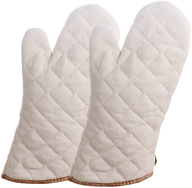 LifeHouse 長版純棉防燙手套 米白色, 1雙