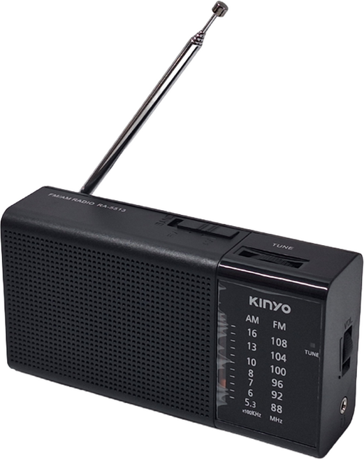 Kinyo AM/FM雙波段收音機 130 x 69 x 41mm 154g, RA-5513, Black, 1個