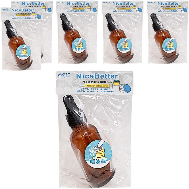 MOTO beauty care 精油瓶滴型30ml附吸, 單色, 6入
