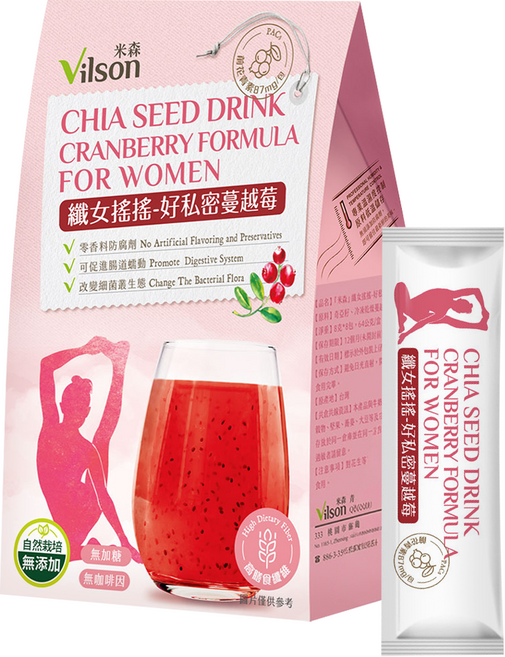 Vilson 米森 纖女搖搖系列 好私密蔓越莓 8包, 64g, 1盒