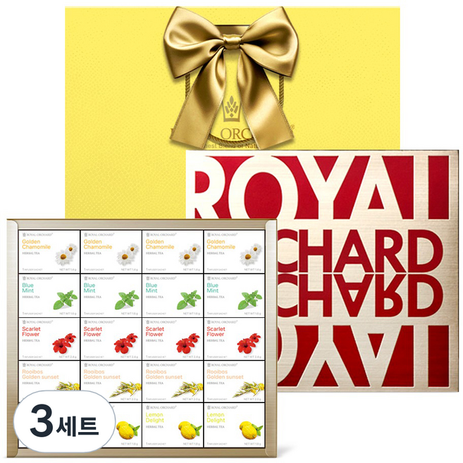 로얄오차드 스페셜에디션20 차 티백 선물 세트 + 쇼핑백, 5종, 3세트