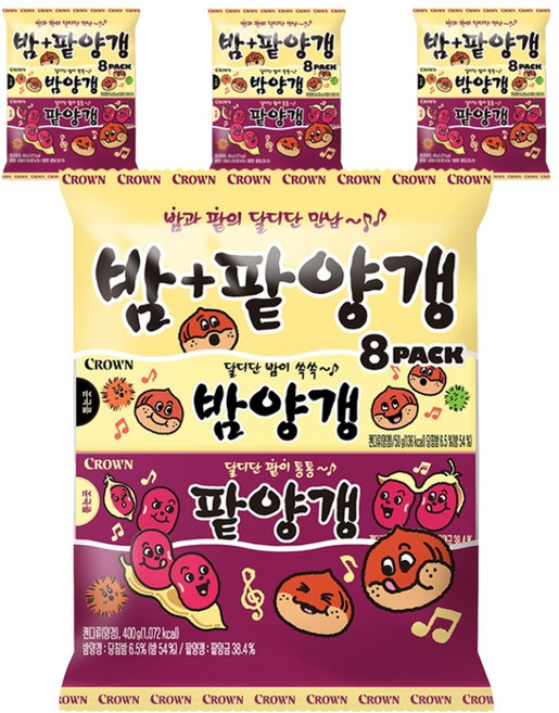 크라운 밤양갱 4p + 팥양갱 4p, 400g, 4세트