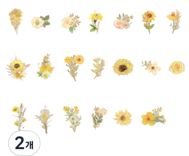푸트로랩 다꾸 폰꾸 꽃 시리즈 스티커 장식 6p, 지는 해, 2개