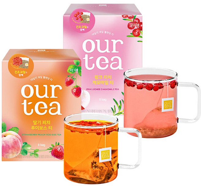 아워티 쟈뎅 딸기 피치 루이보스 티 18.7g 8p + 핑크 리치 캐모마일 티 22g 8p, 1세트