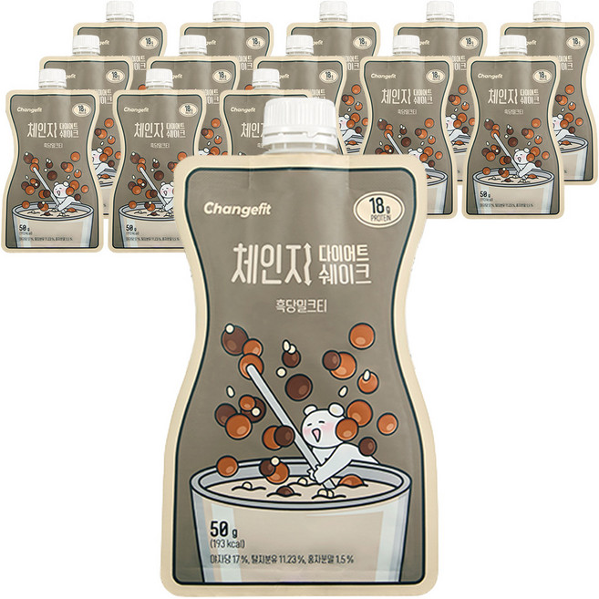 체인지핏 체인지 다이어트 쉐이크 흑당밀크티, 50g, 14개