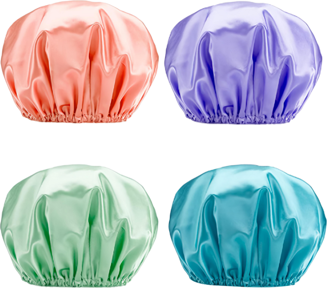 AHOYE EVA加厚雙層浴帽4件組, 混合顏色, 1組