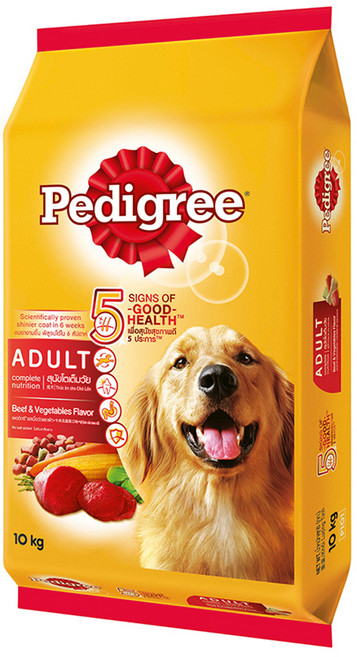 Pedigree 寶路 成犬專用 狗乾糧, 牛肉 + 蔬菜口味, 10kg, 1袋