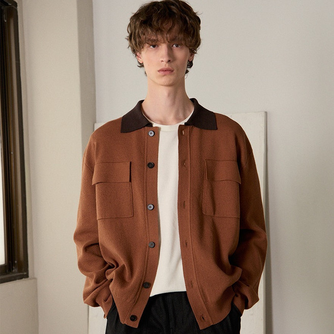 MIND BRIDGE 男士高級訂製毛圈卡車夾克式開襟衫 MZCD6170