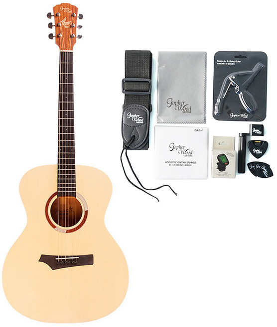 고퍼우드 입문용통기타 오엠바디 + 기타 악세서리 8종세트, i75, 혼합색상, 1개
