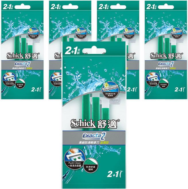 Schick 舒適牌 高級防滑輕便刀 滋潤型 18.8g, 3支, 5包, 2