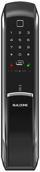 BUILDONE 推拉式指紋辨識電子門鎖 玄關密碼鎖 卡片鑰匙 緊急鑰匙, 顧客自行安裝, BO-DP9300FSK