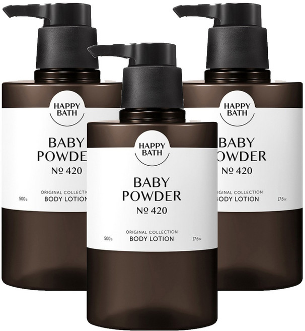 해피바스 오리지널 컬렉션 바디로션 베이비파우더향, 500g, 3개