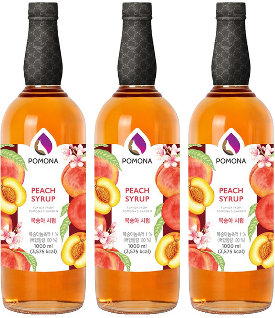 포모나 복숭아 시럽, 1L, 3개