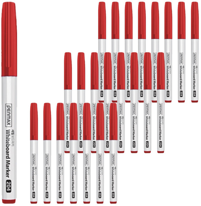 펜맥스 12각 세필 보드마카, 적색, 24개