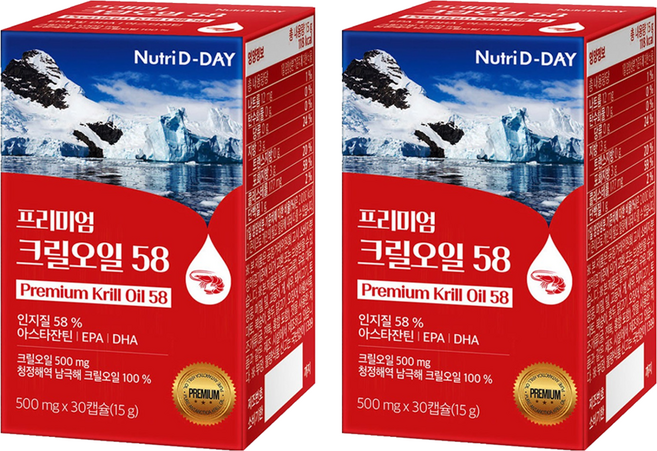 뉴트리디데이 프리미엄 크릴오일58, 30정, 2개