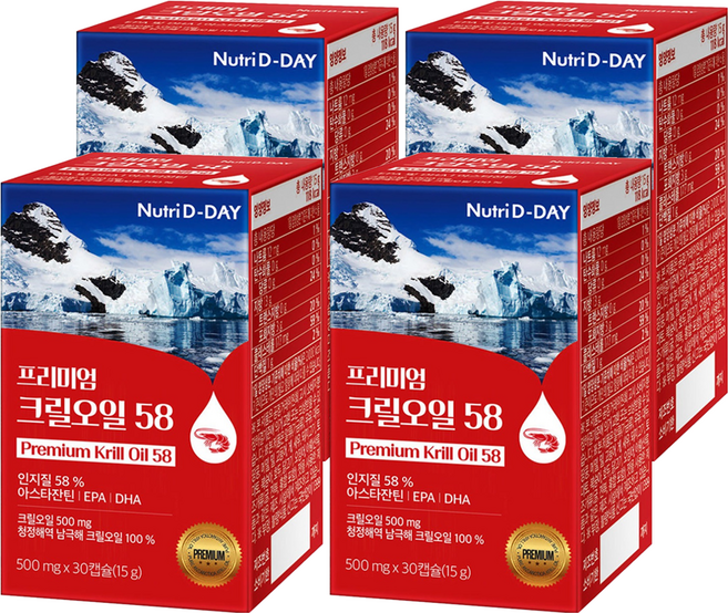 뉴트리디데이 프리미엄 크릴오일58 15g, 30정, 4개