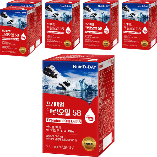 Nutri D-DAY 優質磷蝦油膠囊 58, 30顆, 500mg, 6盒