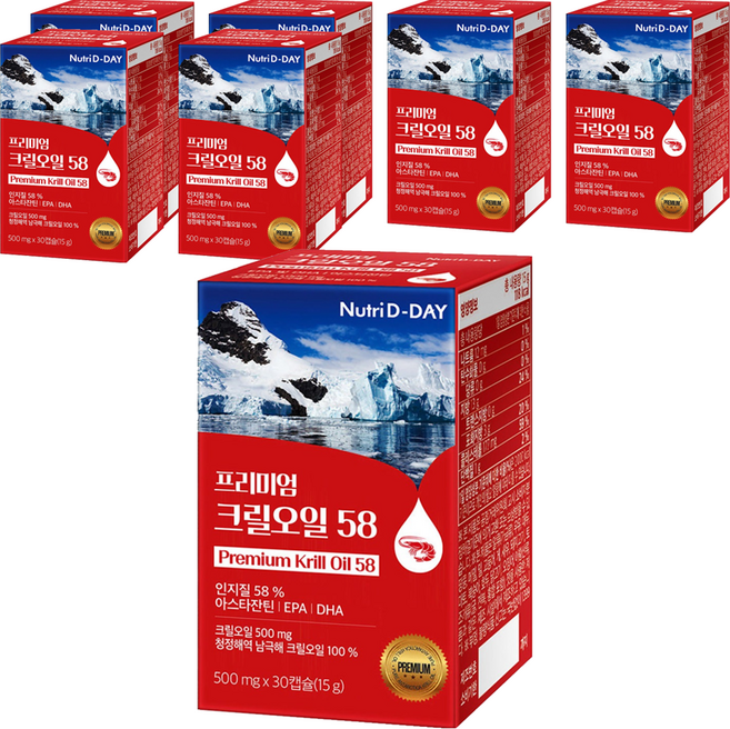 뉴트리디데이 프리미엄 크릴오일58 15g, 30정, 7개