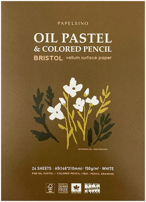 PAPELSINO OIL PASTEL 彩色鉛筆素描本 BRISTOL, A5, 1本, 22張