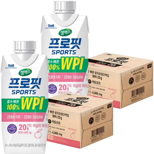 5위 - 셀렉스 프로핏 스포츠 복숭아 아이스티, 330ml, 24개
