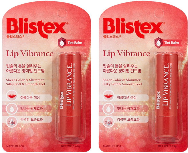 블리스텍스 립 바이브런스 립밤, 로즈레드, 3.69g, 2개