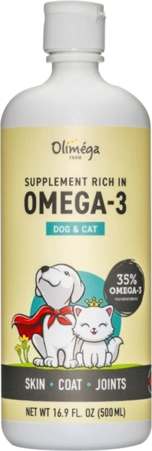 Olimega 加拿大Omega-3寵物補給冷壓薺藍籽油, 1個, 500ml, 皮膚 + 毛髮 + 關節
