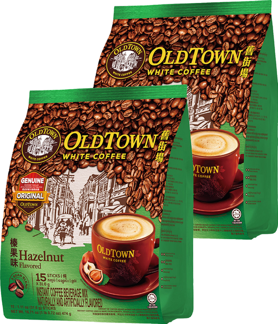 OLDTOWN WHITE COFFEE 舊街場白咖啡 3合1榛果味白咖啡, 31.6g, 15包, 2袋