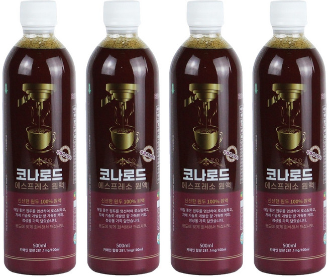 코나로드 에스프레소 원액 에티오피아예가체프, 500ml, 4개