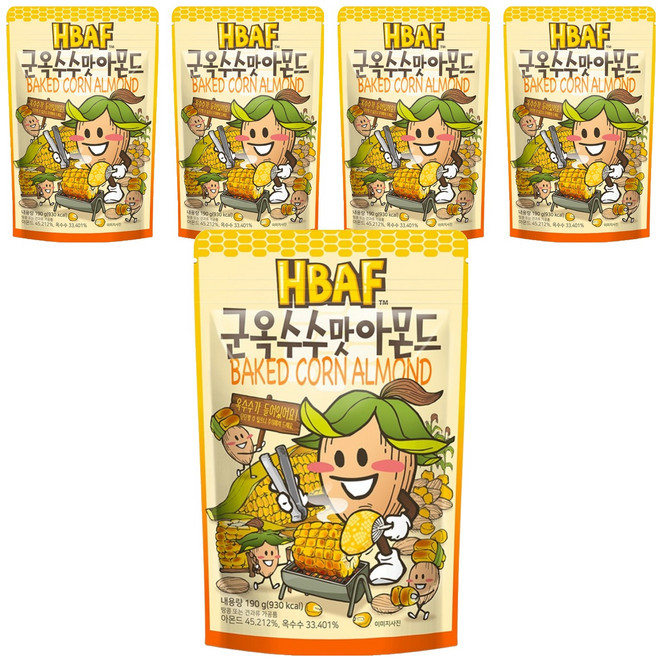 HBAF 杏仁果 烤玉米味, 190g, 5包