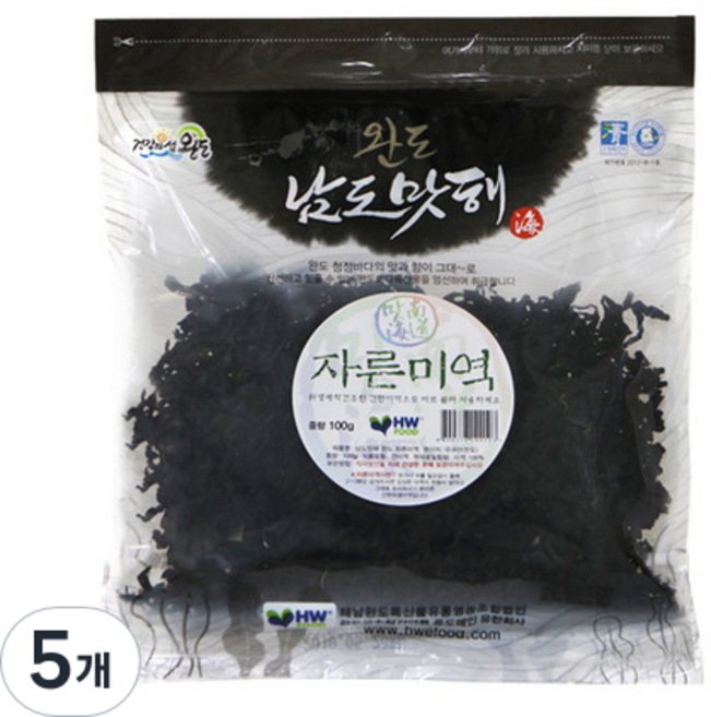 건강의섬완도 남도맛해 자른미역, 100g, 5개