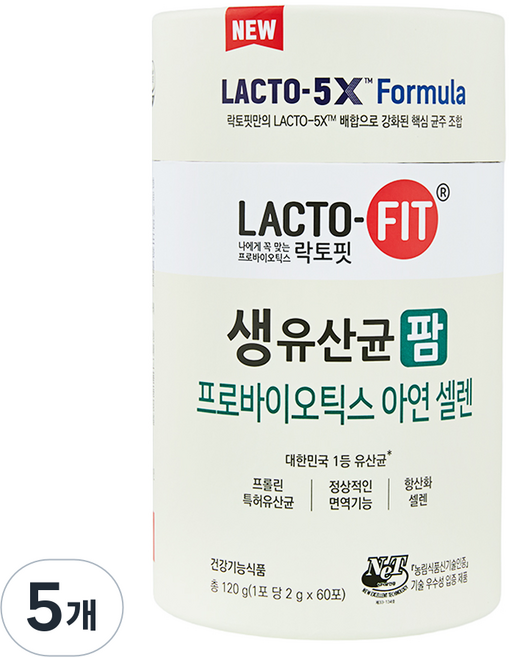 Chong Kun Dang 鍾根堂 LACTO-FIT 腸道乳酸菌 LACTO-FIT 活性乳酸菌 廠商直送 益生菌 60入, 120g, 5個