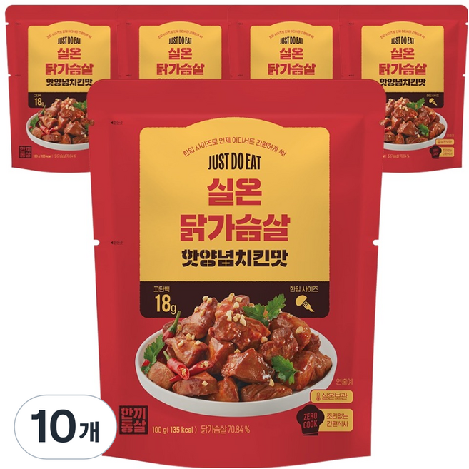 한끼통살 핫양념치킨맛 실온 닭가슴살, 100g, 10개