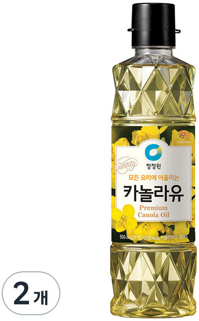 청정원 카놀라유, 500ml, 2개