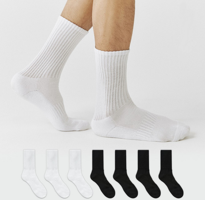 GGRN 남성용 스탠다드 맨 파일 쿠션 크루 삭스 양말 8켤레 세트