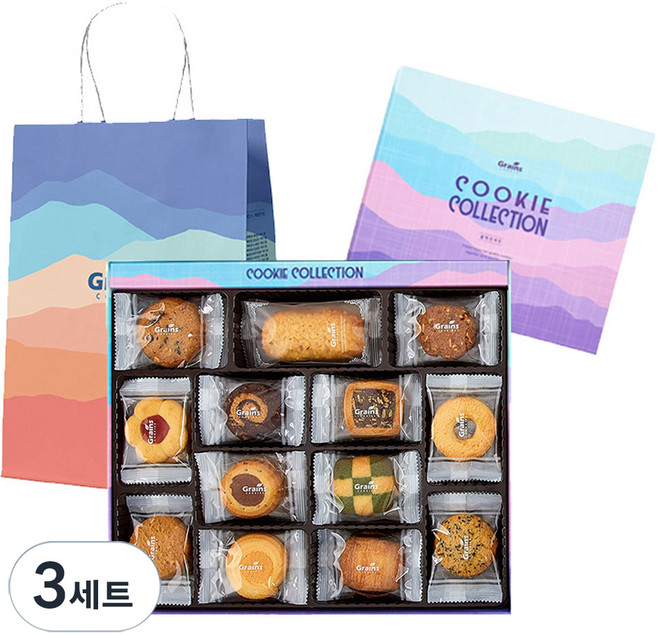 그래인스쿠키 콜렉션 쿠키 50p + 쇼핑백 세트, 13종, 3세트