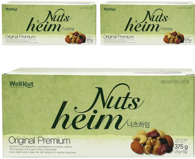 웰넛 자연두레 너츠하임 오리지널 견과류, 375g, 3개