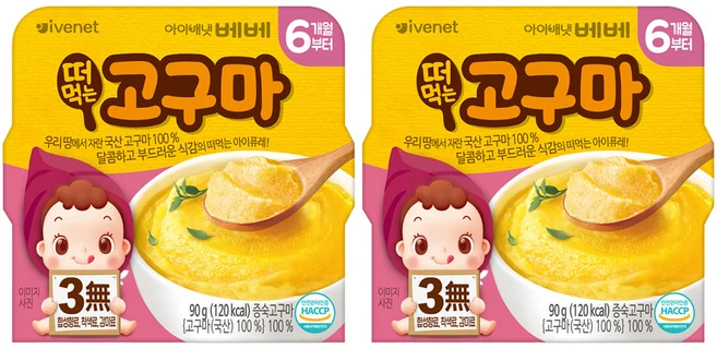 아이배냇 유아용 베베 떠먹는 퓨레, 고구마맛, 90g, 2개 - 쿠팡