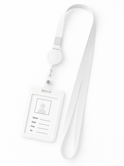 오비크 사원증 목걸이 교통카드 릴홀더, 화이트, 1개