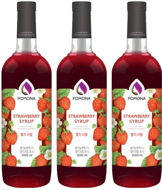 포모나 딸기 시럽, 3개, 1L