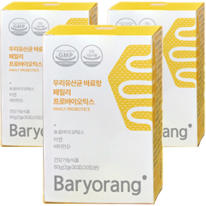 바료랑 우리 유산균 패밀리 프로바이오틱스, 60g, 3개