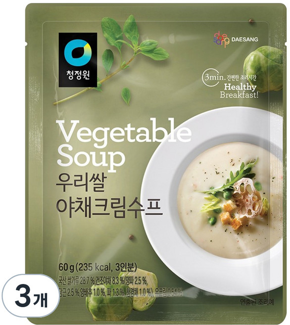 청정원 우리쌀 야채크림수프, 60g, 3개