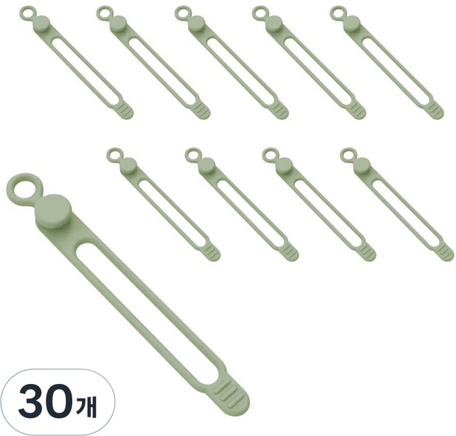 쥬롬 실리콘 케이블 타이 선 정리 홀더, 30개, 그린
