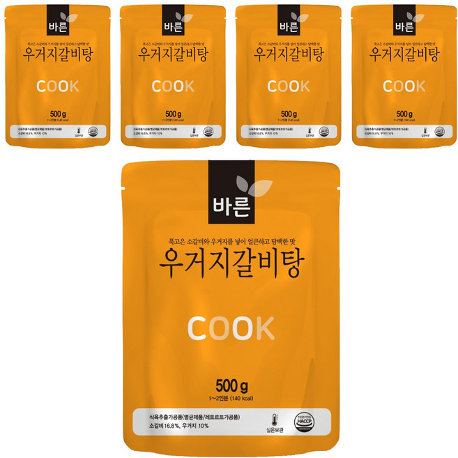 바른 우거지갈비탕, 500g, 5개