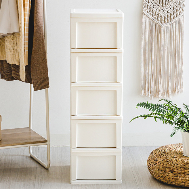 아이리스 S 슬림 서랍장, 화이트, 5단